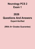 Neurology&lowbar;PCS 2 Exam 1 PDF &vert; Physical Therapy Neurology Practice & Study Guide