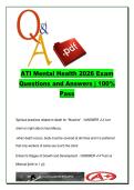 ATI Mental Health Nursing Exam Study Guide &ndash; NURS 330 Psychiatric Mental Health Nursing &ndash; Defense Mechanisms&comma; Psych Medications & Personality Disorders &lpar;92 Questions&rpar;