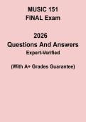 MUSIC 151 Final Exam PDF &vert; Music Theory & Appreciation Practice & Study Guide