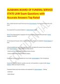 ALABAMA BOARD OF FUNERAL SERVICE STATE LAW Exam Questions with Accurate Answers Top Rated