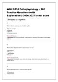 WGU D236 Pathophysiology &ndash; 100  Practice Questions &lpar;with  Explanations&rpar; 2026-2027 latest exam 
