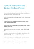 Florida CWCM Certification Study Questions With Correct Answers
