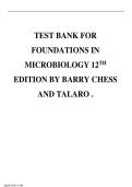 TEST BANK FOR  FOUNDATIONS IN  MICROBIOLOGY 12TH  EDITION BY BARRY CHESS  AND TALARO &period;&vert;&vert;ISBN&colon;9781265100926