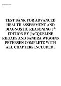 TEST BANK FOR ADVANCED  HEALTH ASSESSMENT AND  DIAGNOSTIC REASONING 5th  EDITION BY JACQUELINE  RHOADS AND SANDRA WIGGINS  PETERSEN COMPLETE WITH  ALL CHAPTERS INCLUDED&vert;&vert;ISBN&colon;9781284295306
