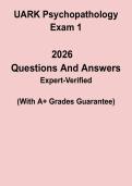 UARK Psychopathology Exam 1 PDF &vert; Clinical Psychology Practice & Study Guide