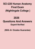 SCI-220 Human Anatomy Final Exam &lpar;Nightingale College&rpar; PDF &vert; Anatomy & Physiology Practice & Study Guide