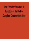 Structure and Function Body Complete Chapter Questions Test Bank 2025&sol; 2026 Anatomy Physiology Exam Prep