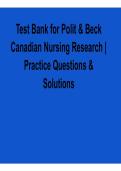 Polit Beck Canadian Nursing Research Test Bank 2025&sol; 2026 Practice Questions Solutions Nursing Research Exam Prep
