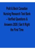 Polit Beck Canadian Nursing Research Test Bank 2025&sol; 2026 Verified Questions and Answers Nursing Research Exam Prep