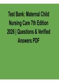 Maternal Child Nursing Care 7th Edition Test Bank 2026 Questions and Verified Answers PDF Nursing Exam Prep