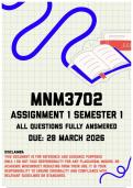 MNM3702 Assignment 1 Semester 1 Memo &vert; Due 28 March 2026