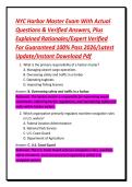 NYC Harbor Master Exam With Actual Questions & Verified Answers&comma; Plus Explained Rationales&sol;Expert Verified For Guaranteed 100&percnt; Pass 2026&sol;Latest Update&sol;Instant Download Pdf