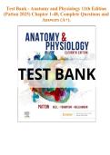 Anatomy and Physiology &lpar;11th Edition&rpar; by Kevin T&period; Patton &ndash; Test Bank with Practice Questions and Answer Explanations