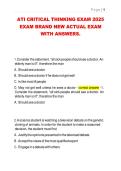 ATI CRITICAL THINKING EXAM 2025  EXAM BRAND NEW ACTUAL EXAM  WITH ANSWERS&period;