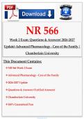 NR 566 Week 2 Exam&colon; Questions & Answers&lpar; 2026-2027 Update&rpar; Advanced Pharmacology - Care of the Family &vert; Chamberlain University