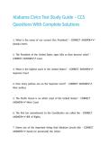 Alabama Civics Test Study Guide &ndash; CCS Questions With Complete Solutions&period;