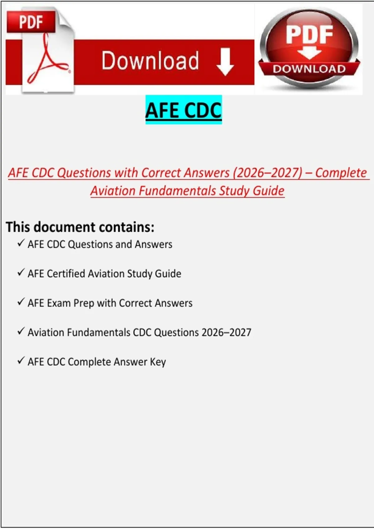 AFE CDC Questions with Correct Answers (2026–2027) – Complete Aviation ...