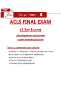 ACLS FINAL EXAM  &lpar;3 Set Exam&rpar;  Actual Questions and Answers   Expert-Verified explanation 