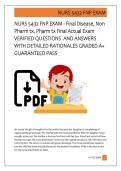 NURS 5432 FNP EXAM - Final Disease&comma; Non  Pharm tx&comma; Pharm tx Final Actual Exam  VERIFIED QUESTIONS  AND ANSWERS  WITH DETAILED RATIONALES GRADED A&plus;  GUARANTEED PASS  