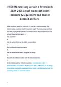 HESI RN med-surg version a & version b 2024-2025 actual exam each exam contains 125 questions and correct detailed answers