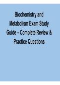 Biochemistry and Metabolism Exam Study Guide 2026&sol; 2027 Complete Review & Practice Questions with solution