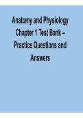 Anatomy and Physiology Chapter 1 Test Bank 2026&sol; 2027 Practice Questions and Answers with solution Exam Prep