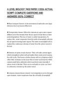 A LEVEL BIOLOGY 7402 PAPER 3 2026 ACTUAL SCRIPT COMPLETE QUESTIONS AND ANSWERS 100&percnt; CORRECT