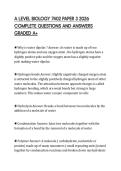 A LEVEL BIOLOGY 7402 PAPER 3 2026 COMPLETE QUESTIONS AND ANSWERS GRADED A&plus;