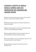 ADVANCED CONCEPTS OF MEDICAL SURGICAL NURSING GUIDE 2026 CERTIFICATION TEST QUESTIONS AND ANSWERS UPDATED