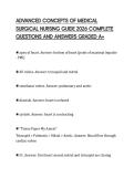 ADVANCED CONCEPTS OF MEDICAL SURGICAL NURSING GUIDE 2026 COMPLETE QUESTIONS AND ANSWERS GRADED A&plus;