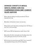 ADVANCED CONCEPTS OF MEDICAL SURGICAL NURSING GUIDE 2026 COMPREHENSIVE REVIEW SHEET COMPLETE SOLVED QUESTIONS