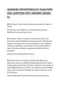 ADVANCED PATHOPHYSIOLOGY EXAM PAPER 2026 QUESTIONS WITH ANSWERS GRADED A&plus;
