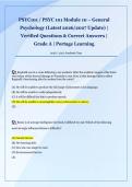 PSYC101 &sol; PSYC 101 Module 10 &ndash; General  Psychology &lpar;Latest 2026&sol;2027 Update&rpar; &vert;  Verified Questions & Correct Answers &vert;  Grade A &vert; Portage Learning