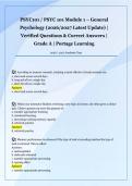 PSYC101 &sol; PSYC 101 Module 1 &ndash; General  Psychology &lpar;2026&sol;2027 Latest Update&rpar; &vert;  Verified Questions & Correct Answers &vert;  Grade A &vert; Portage Learning 