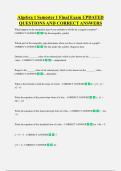 Algebra 1 Semester 1 Final Exam UPDATED  QUESTIONS AND CORRECT ANSWERS