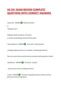 HS 301 EXAM REVIEW COMPLETE QUESTIONS WITH CORRECT ANSWERS