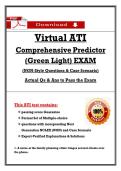 Virtual ATI  Comprehensive Predictor  &lpar;Green Light&rpar; EXAM  &lpar;NGN-Style Questions & Case Scenario&rpar;  Actual Qs & Ans to Pass the Exam