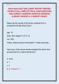 Blood Bank ASCP 2026 &vert;&vert; MOST RECENT VERIFIED  EXAM ACTUAL COMPLETE REAL EXAM QUESTIONS  AND CORRECT ANSWERS &lpar;VERIFIED ANSWERS&rpar;  ALREADY GRADED A&plus; &vert;&vert; NEWEST EXAM&excl;&excl;&excl; 