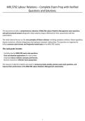 MRL3702 Labour Relations &ndash; Complete Exam Prep with Verified Questions and Solutions&period;