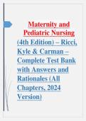 ATI Mental Health Nursing&comma; RN Maternal Newborn&comma; ATI Proctored Exam Preparation & Maternity and Pediatric Nursing &lpar;4th Edition&rpar; &ndash; Ricci&comma; Kyle & Carman &ndash; Complete Exam Package with Test Bank and Rationales &lpar;2024&rpar;