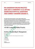  ATI RN Leadership Online Practice A &lpar;Versions 1 & 2&rpar;&colon; 200&plus; Questions & Expert Rationales &vert; 100&percnt; Verified A&plus; Graded