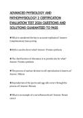 ADVANCED PHYSIOLOGY AND PATHOPHYSIOLOGY 2 CERTIFICATION EVALUATION TEST 2026 QUESTIONS AND SOLUTIONS GUARANTEED TO PASS