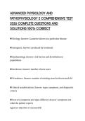 ADVANCED PHYSIOLOGY AND PATHOPHYSIOLOGY 2 COMPREHENSIVE TEST 2026 COMPLETE QUESTIONS AND SOLUTIONS 100&percnt; CORRECT