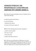 ADVANCED PHYSIOLOGY AND PATHOPHYSIOLOGY 2 EXAM PAPER 2026 QUESTIONS WITH ANSWERS GRADED A&plus;