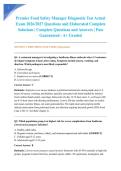 Premier Food Safety Manager Diagnostic Test Actual Exam 2026&sol;2027 Questions and Elaborated Complete Solutions &vert; Complete Questions and Answers &vert; Pass Guaranteed - A&plus; Graded
