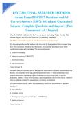 PSYC 304 FINAL&colon; RESEARCH METHODS Actual Exam 2026&sol;2027 Questions and All Correct Answers &vert; 100&percnt; Solved and Guaranteed Success &vert; Complete Questions and Answers &vert; Pass Guaranteed - A&plus; Graded