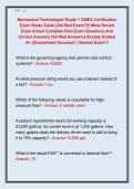 Mechanical Technologist Grade 1 CWEA Certification  Exam Study Guide &vert;&vert;Verified Exam&excl;&excl;&excl;&vert;&vert; Most Recent  Exam Actual Complete Real Exam Questions And  Correct Answers &lpar;Verified Answers&rpar; Already Graded  A&plus; &vert;&vert;Guaranteed Success&excl;&excl; &vert; Newest Exam&excl;&excl;&excl; 