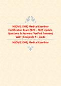 NRCME &lpar;DOT&rpar; Medical Examiner Certification Exam 2026-2027 Update&colon; Questions & Answers &lpar;Verified&rpar; &vert; Complete A&plus; Guide