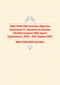 WGU D440 HESI Nutrition Objective Assessment V1&colon; Questions & Answers with Expert Explanations &vert; 2026-2027 Update