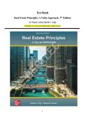 Test Bank for Real Estate Principles&colon; A Value Approach ISE&comma; 7th Edition&period; by Wayne Archer & David C&period; Ling &vert; Fully Verified Solutions &vert; Exam Prep &vert; ISBN 9781266284960